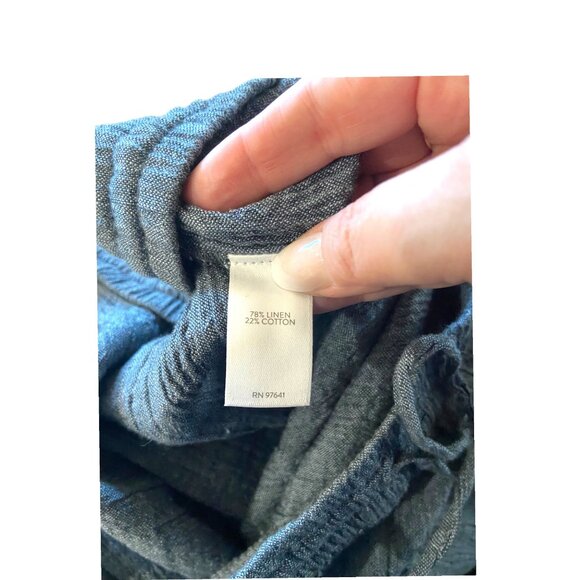 J.Jill Pure Jill Linen Blend Cropped Drawstring Pants Blue Size XL Coastal Boho - Picture 4 of 13